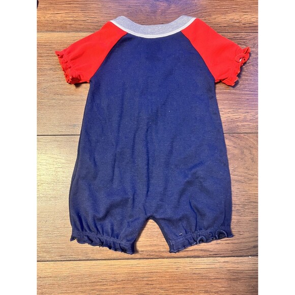 baby girls offical MLB 0-3 months romper silver red & navy blue leg snaps - Picture 4 of 4